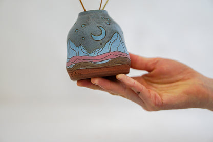 Mtn Blues night Budvase in Stone