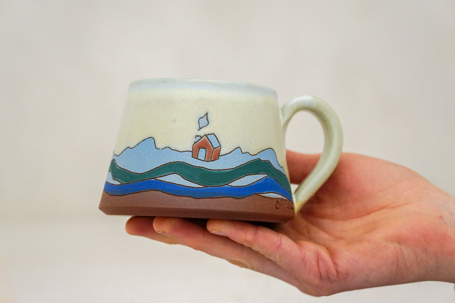 Blue Dabadee Mug in Bone