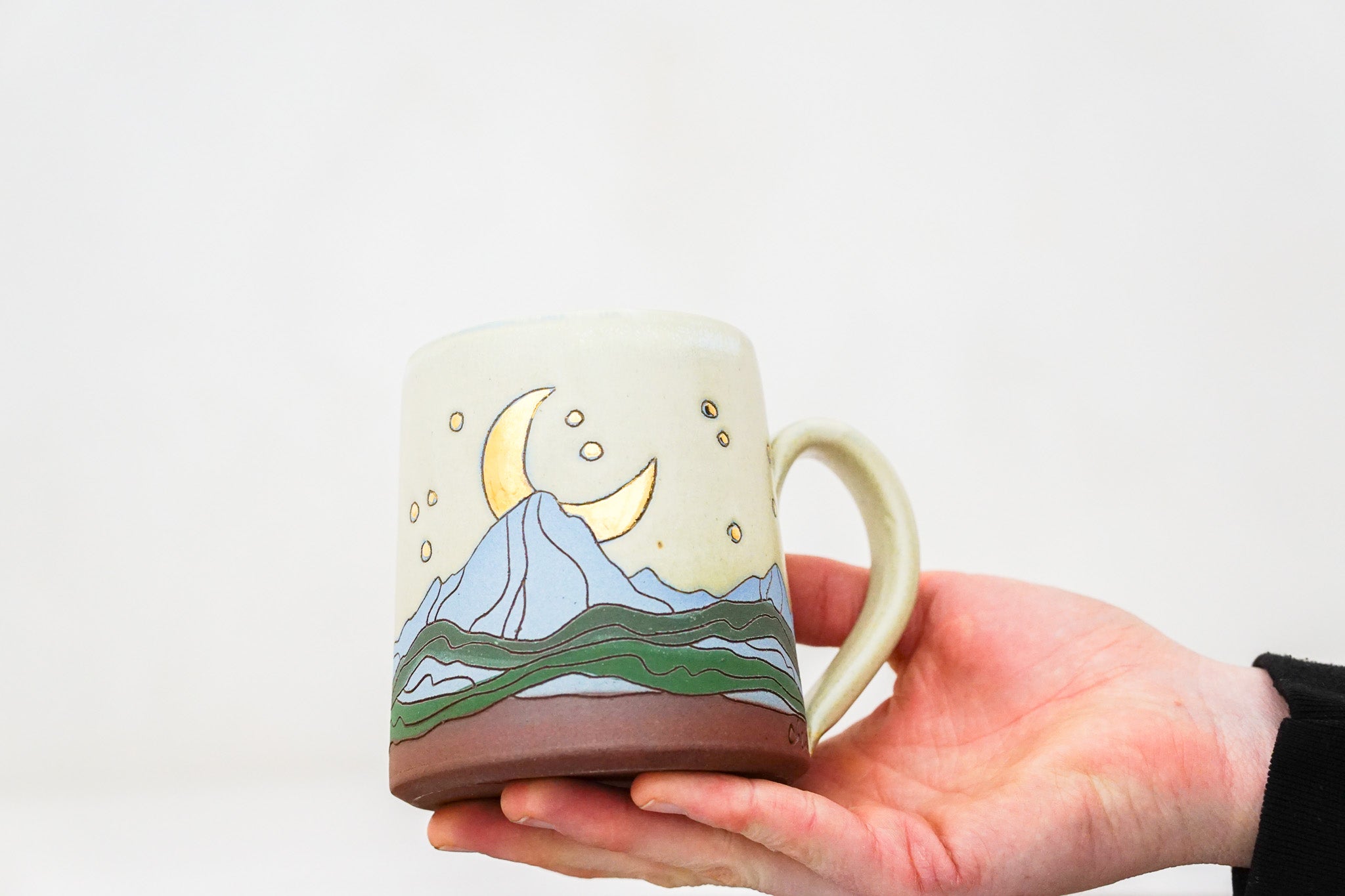 GOLD moon mug in Bone*