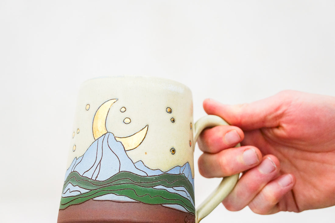 GOLD moon mug in Bone*