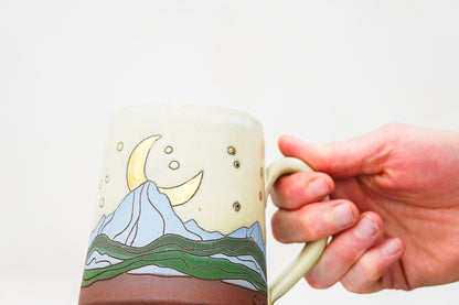 GOLD moon mug in Bone*