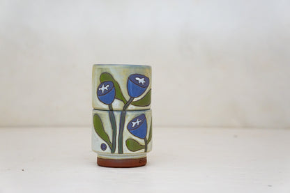 Happy Purple Flower Stacker cups in Bone