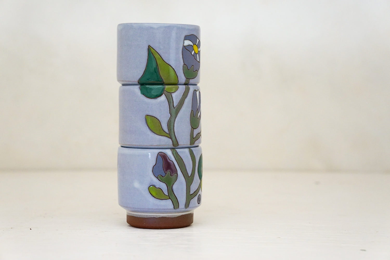Morning Glory Flower Stacker cups in Lilac