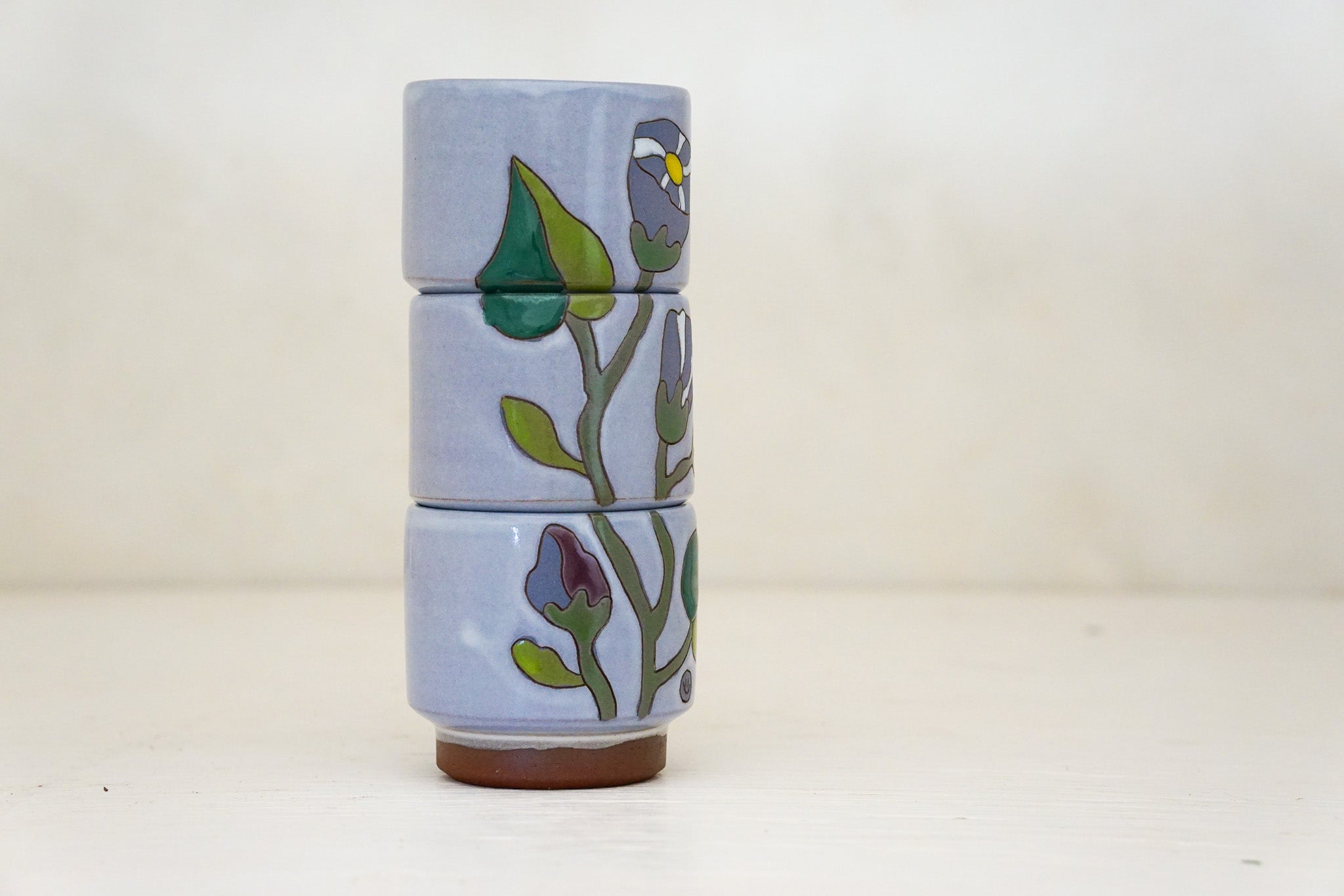 Morning Glory Flower Stacker cups in Lilac