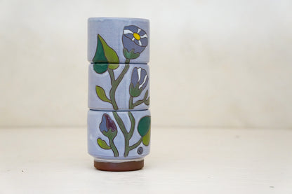 Morning Glory Flower Stacker cups in Lilac