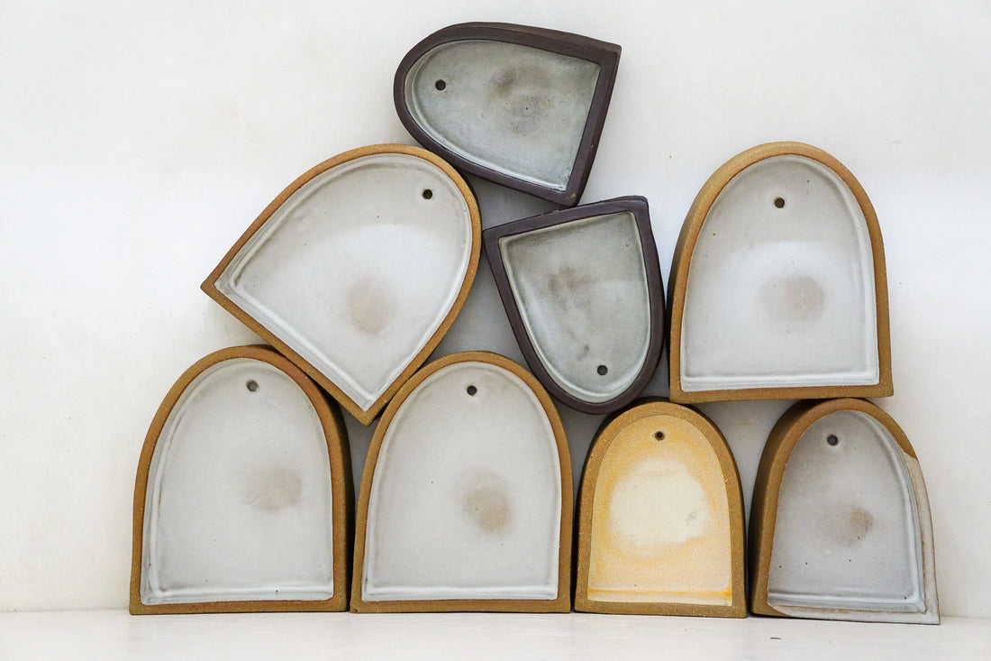 Handbuilt Arch Wall Shelf Speck clay