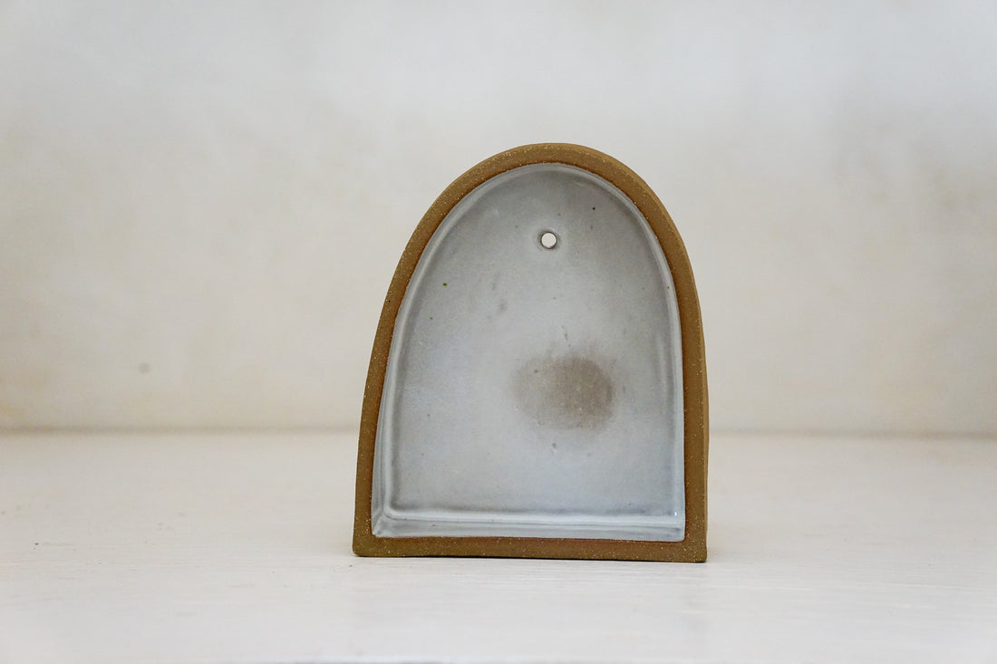 Handbuilt Arch Wall Shelf Brown Clay MED size