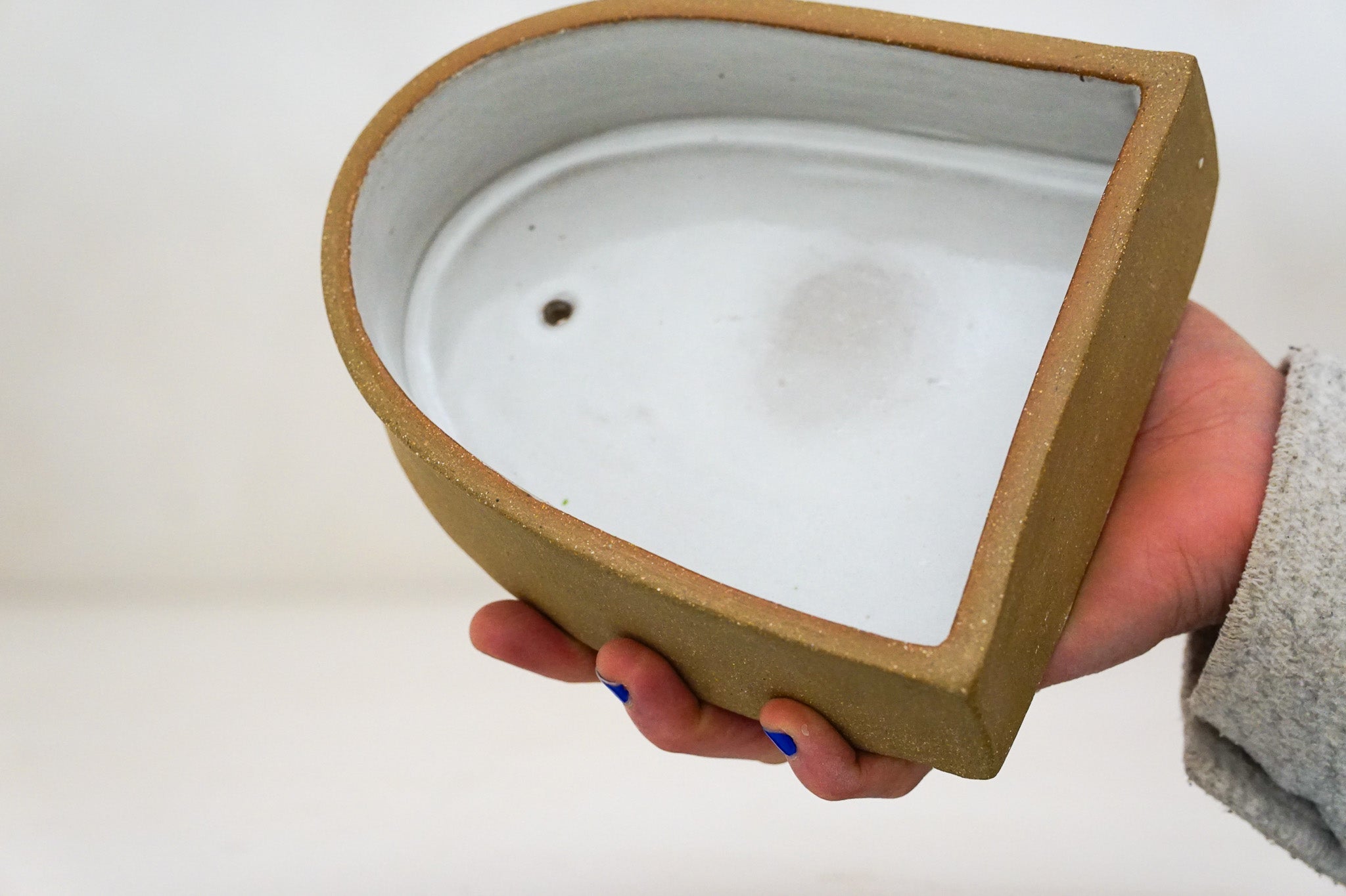 Handbuilt Arch Wall Shelf Brown Clay MED size