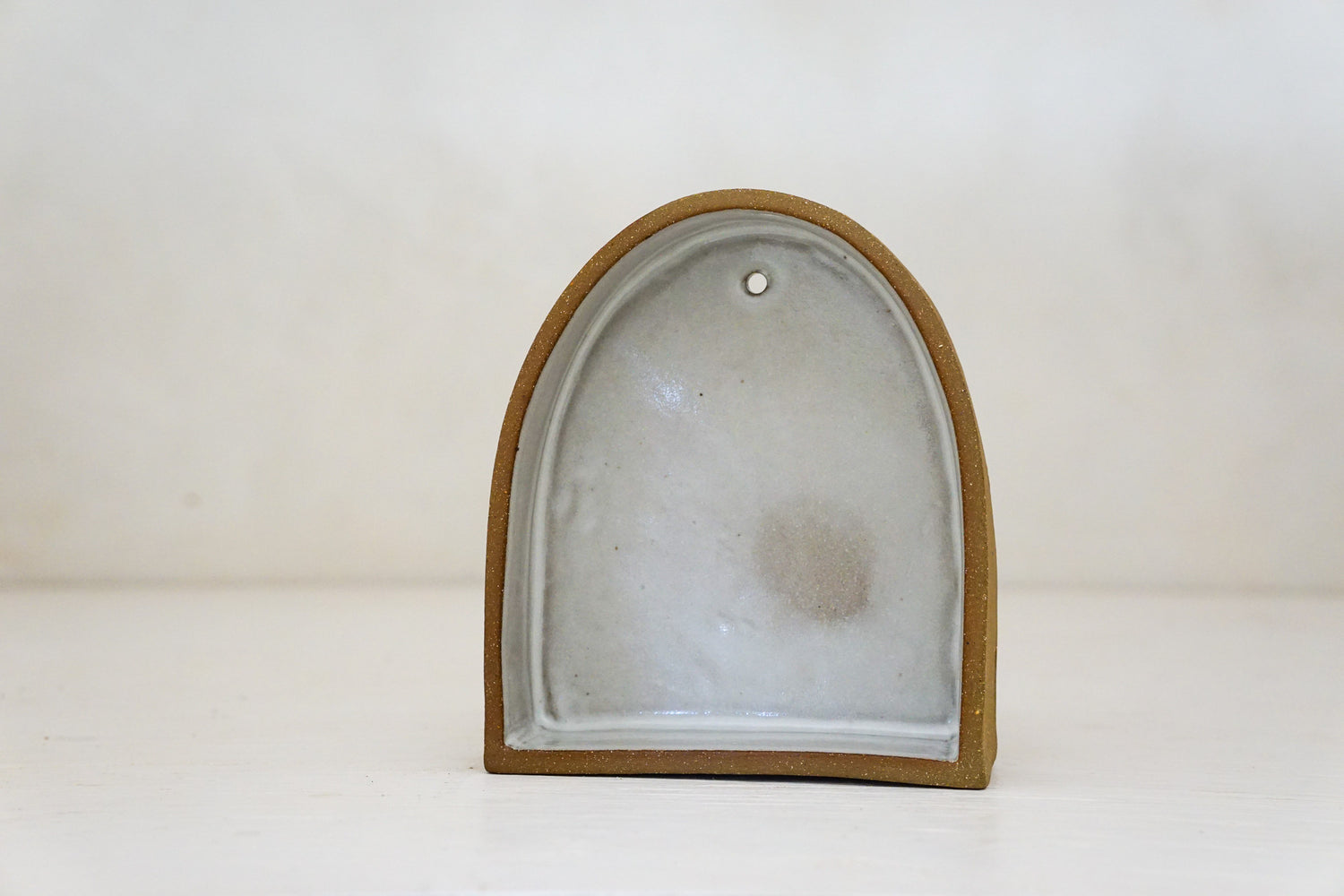 Handbuilt Arch Wall Shelf Brown Clay MED size