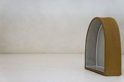 Handbuilt Arch Wall Shelf Brown Clay MED size