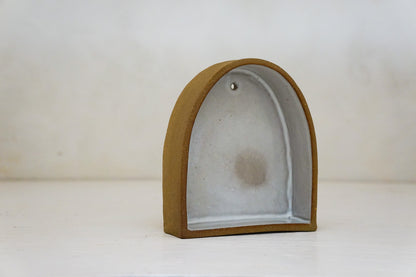 Handbuilt Arch Wall Shelf Brown Clay MED size