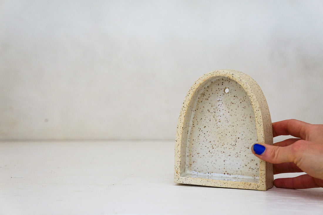 Handbuilt Arch Wall Shelf Speck clay