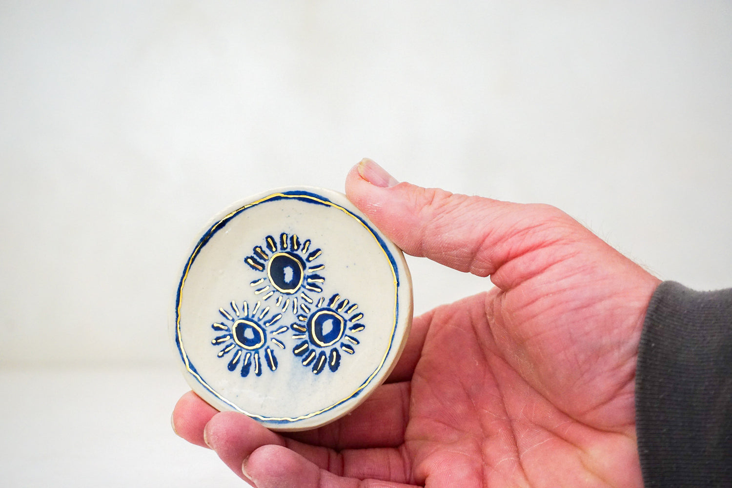 GOLD Dandelion flower ring dish