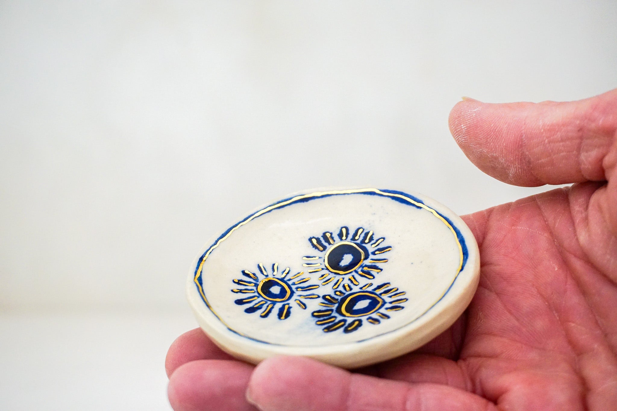 GOLD Dandelion flower ring dish