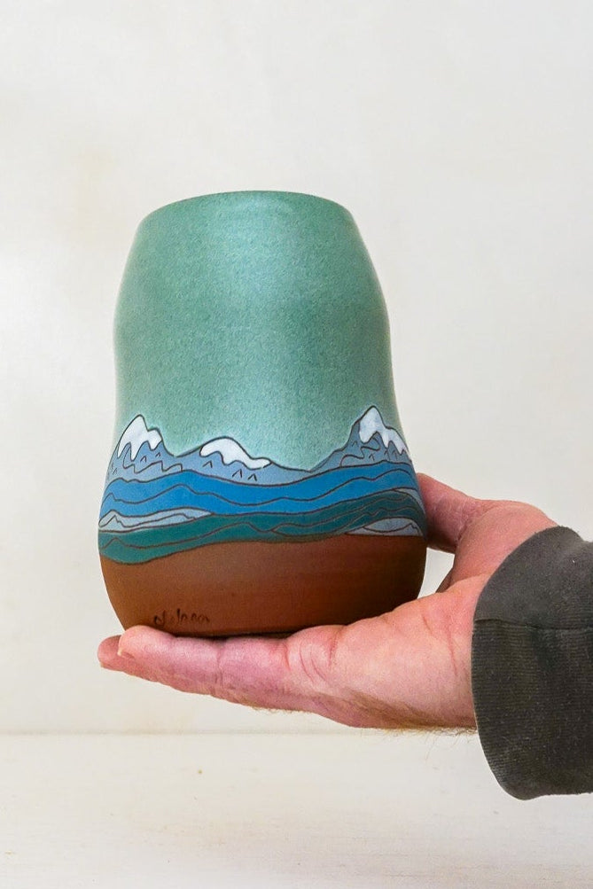 Mtn Snowcaps vase in Lake