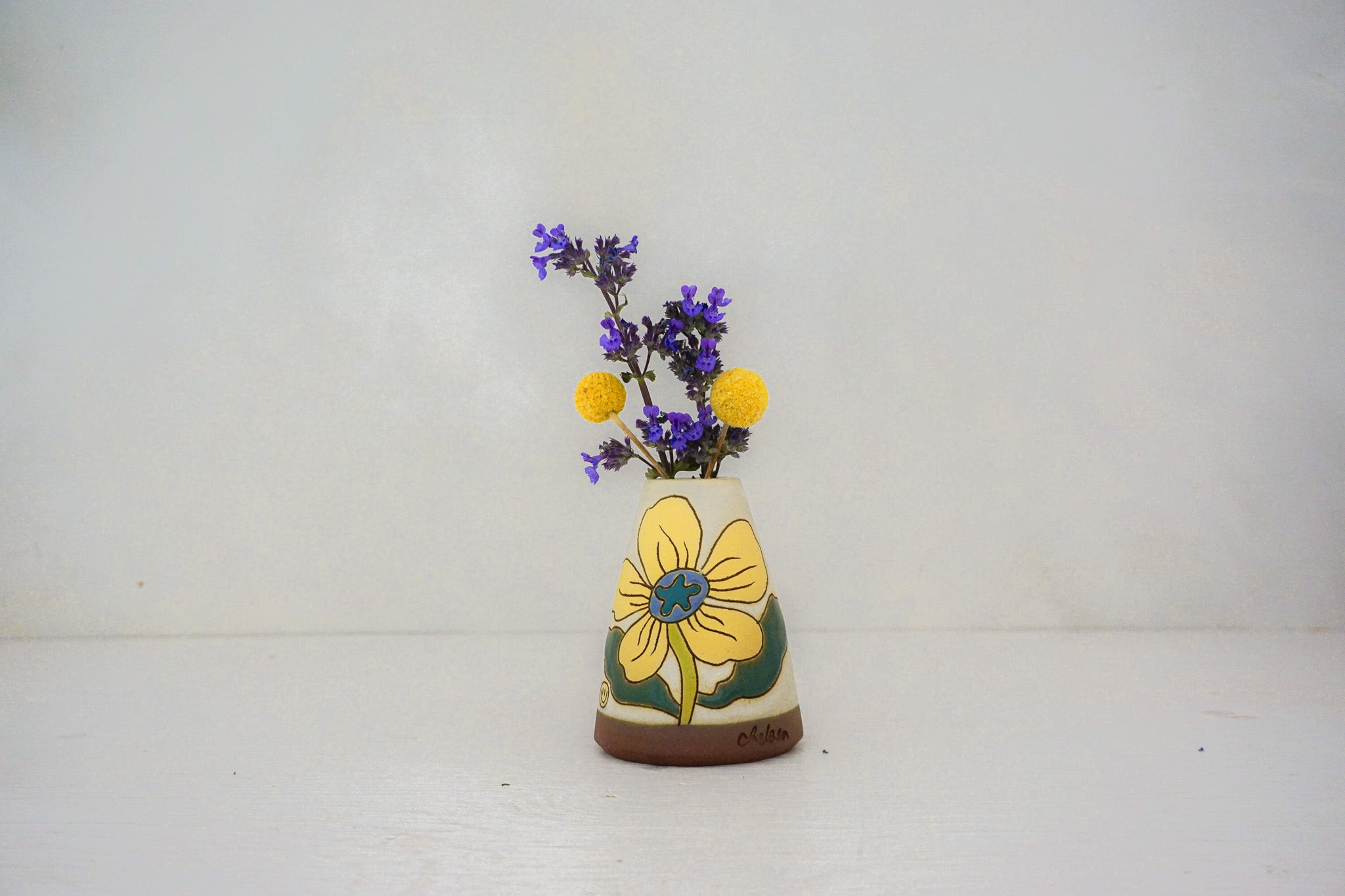 Yellow Flower Vase in BONE
