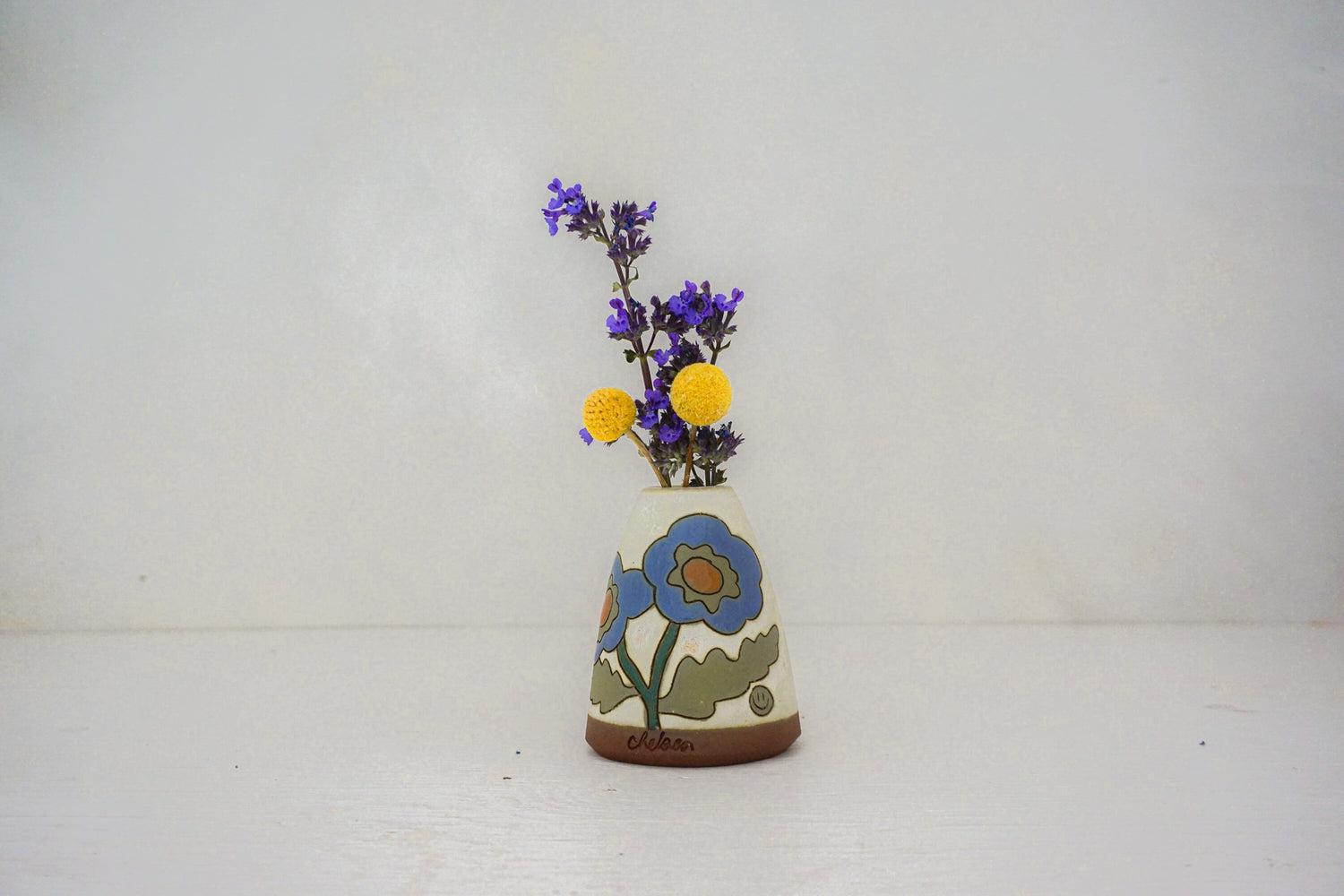 Purple flower POP vase in BONE