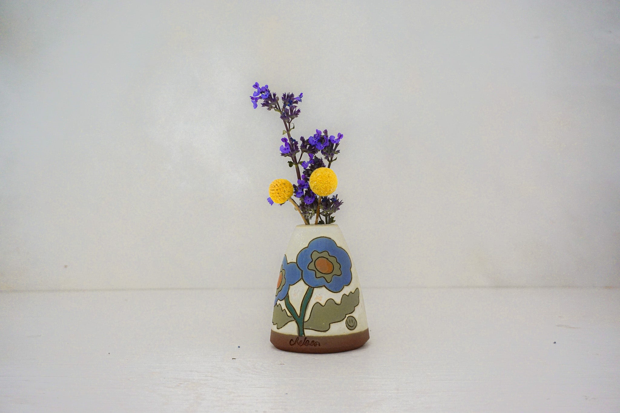 Purple flower POP vase in BONE