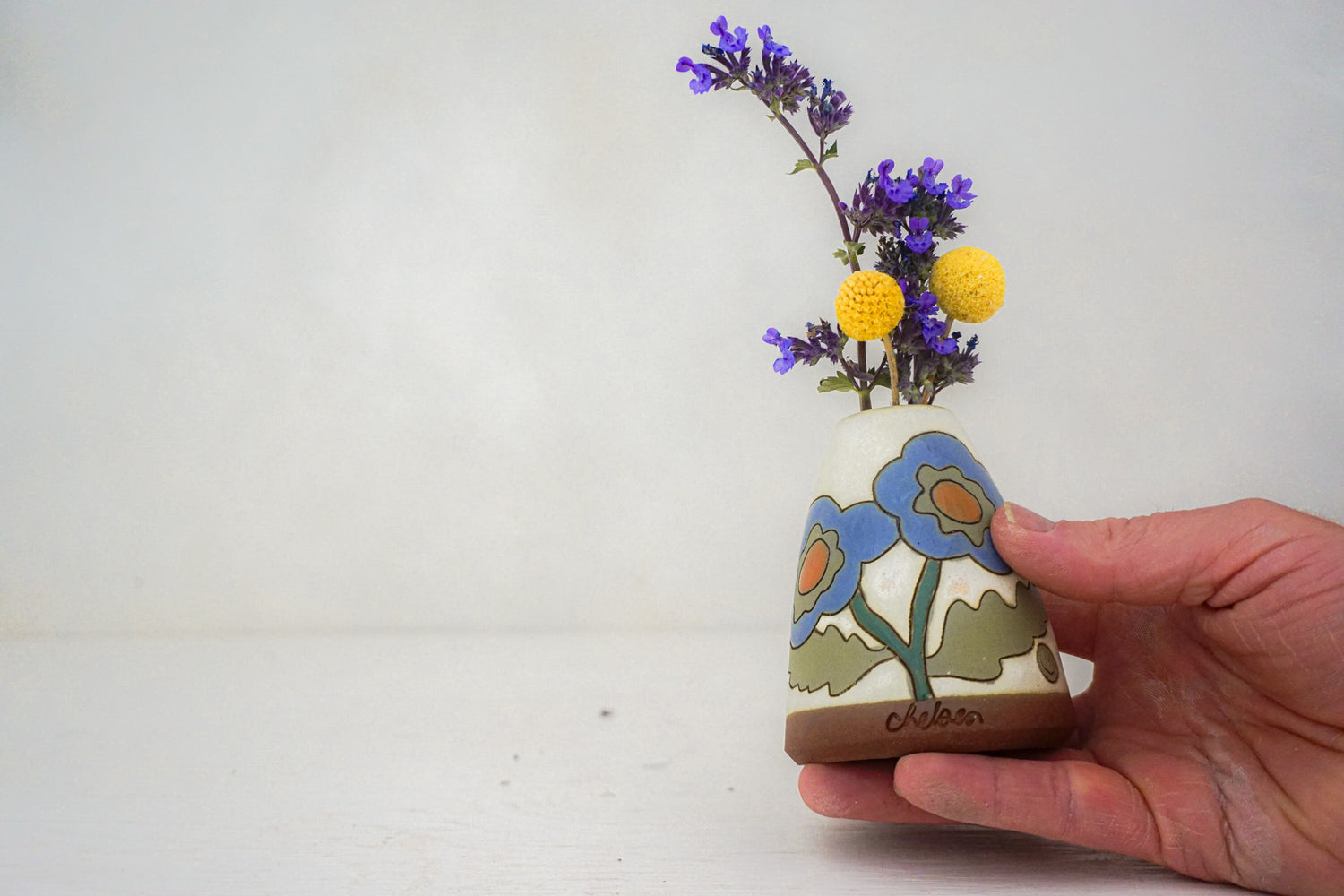 Purple flower POP vase in BONE