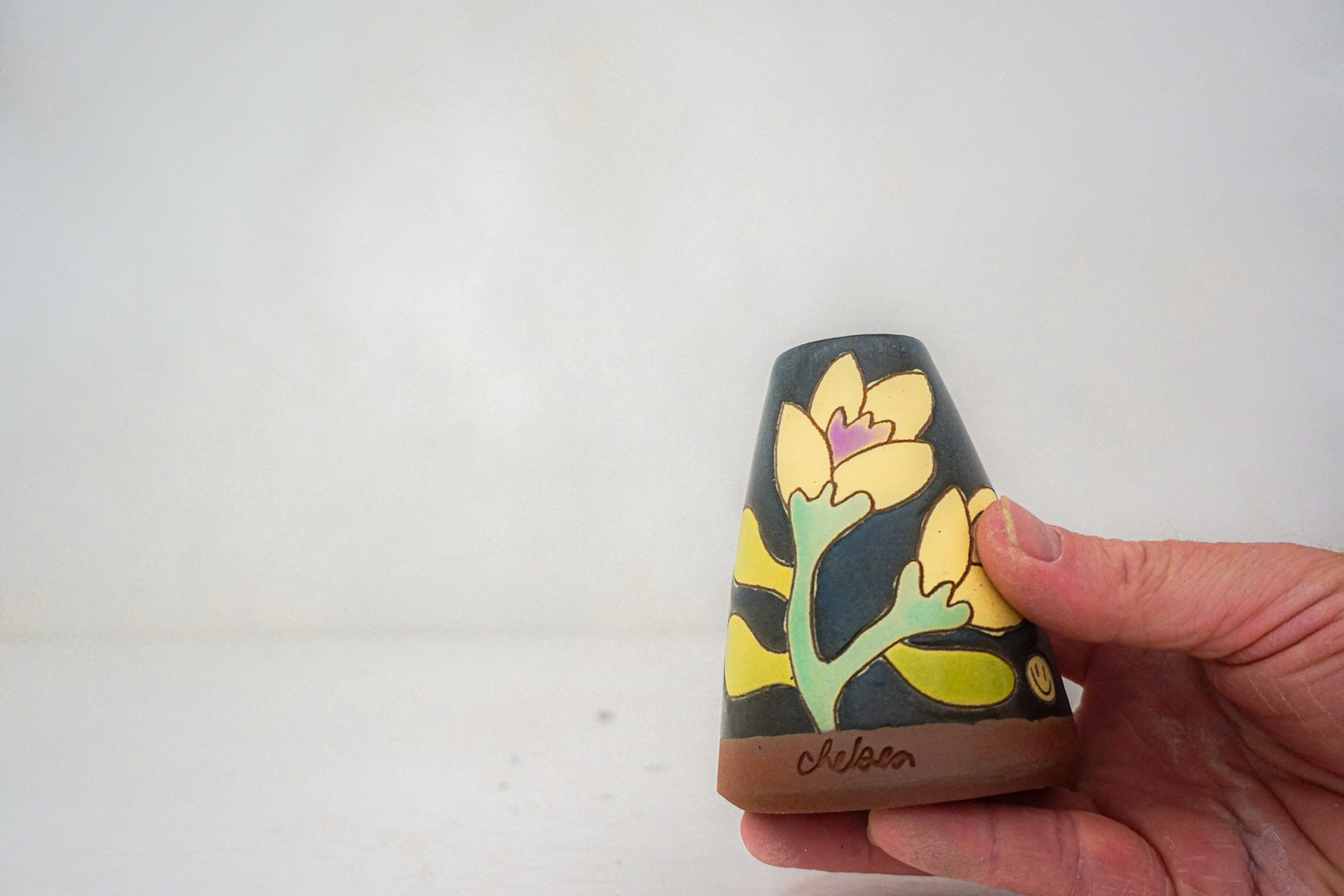 Yellow Crocus flower vase in DARBY