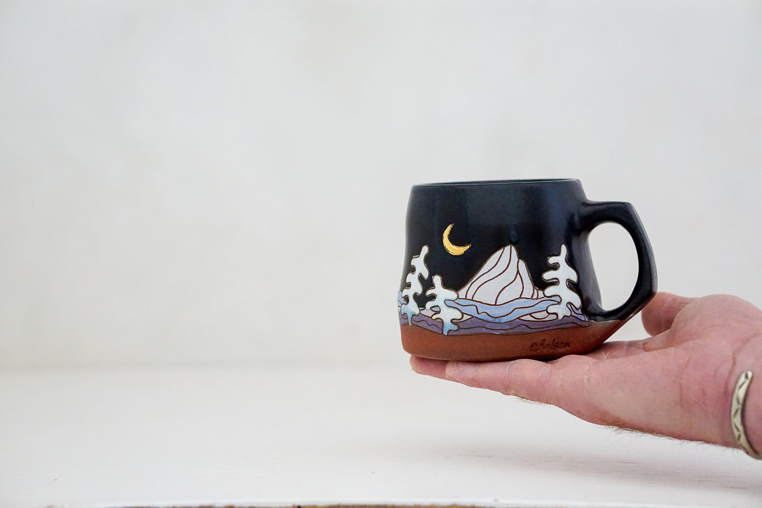 GOLD Crescent moon Tree Mtn mug in Darby