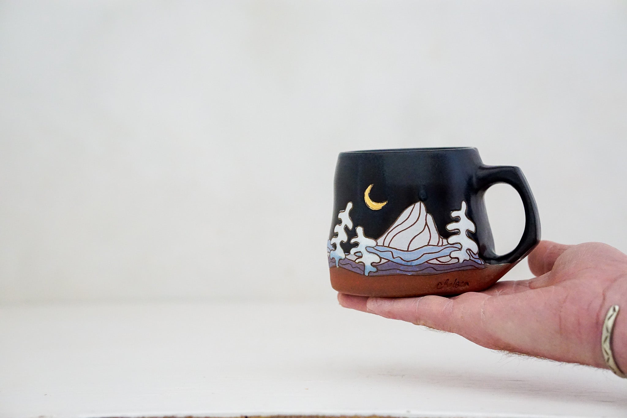 GOLD Crescent moon Tree Mtn mug in Darby