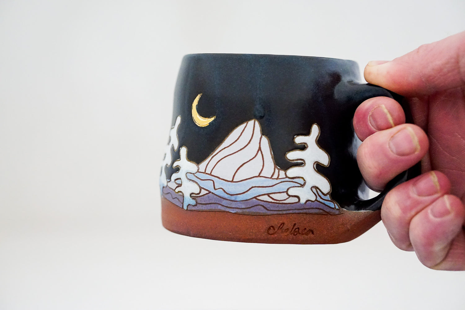 GOLD Crescent moon Tree Mtn mug in Darby