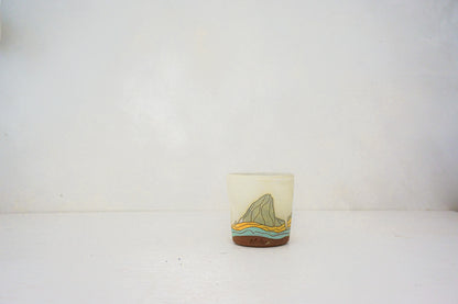 E Teton marble slipped cup in BONE