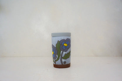 Purple Pansy Travel cup in WHITE