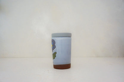 Purple Pansy Travel cup in WHITE