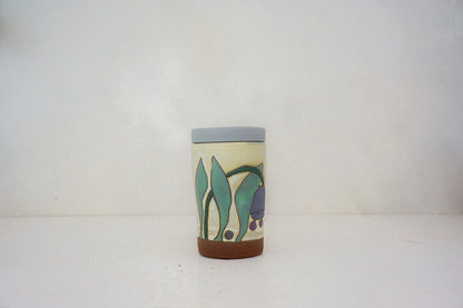 Keep your chin up Purple flower Travel cup in BONE