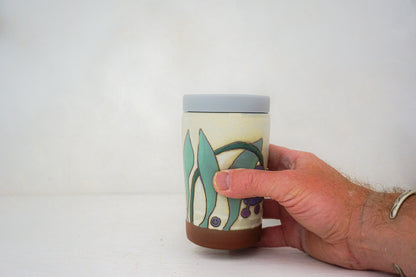 Keep your chin up Purple flower Travel cup in BONE