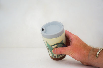 Keep your chin up Purple flower Travel cup in BONE