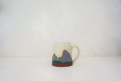 W Teton purple mtn mug in BONE
