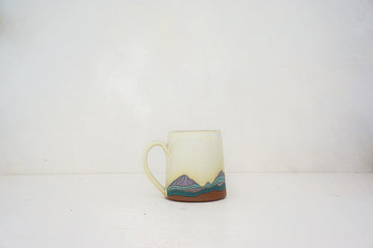 W Teton purple mtn mug in BONE