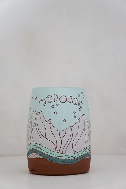 Moon Phase Vase in Ira Blue