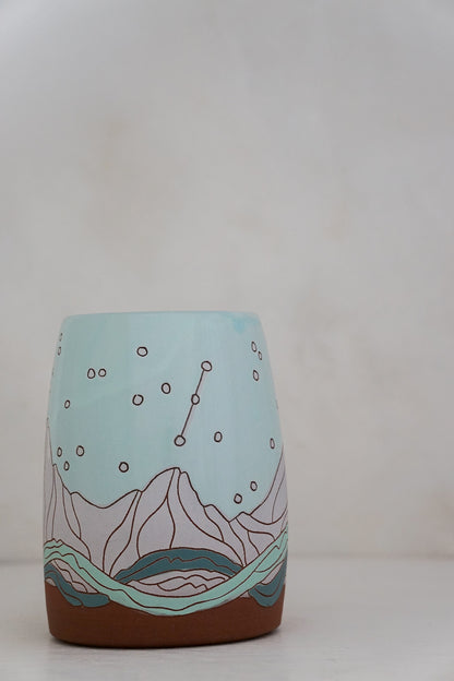 Moon Phase Vase in Ira Blue