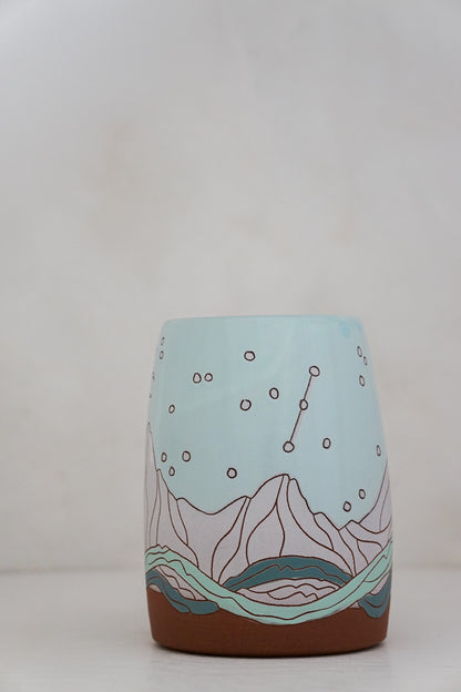 Moon Phase Vase in Ira Blue