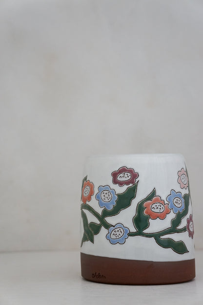 Painted Flower Utensil holder / Vase
