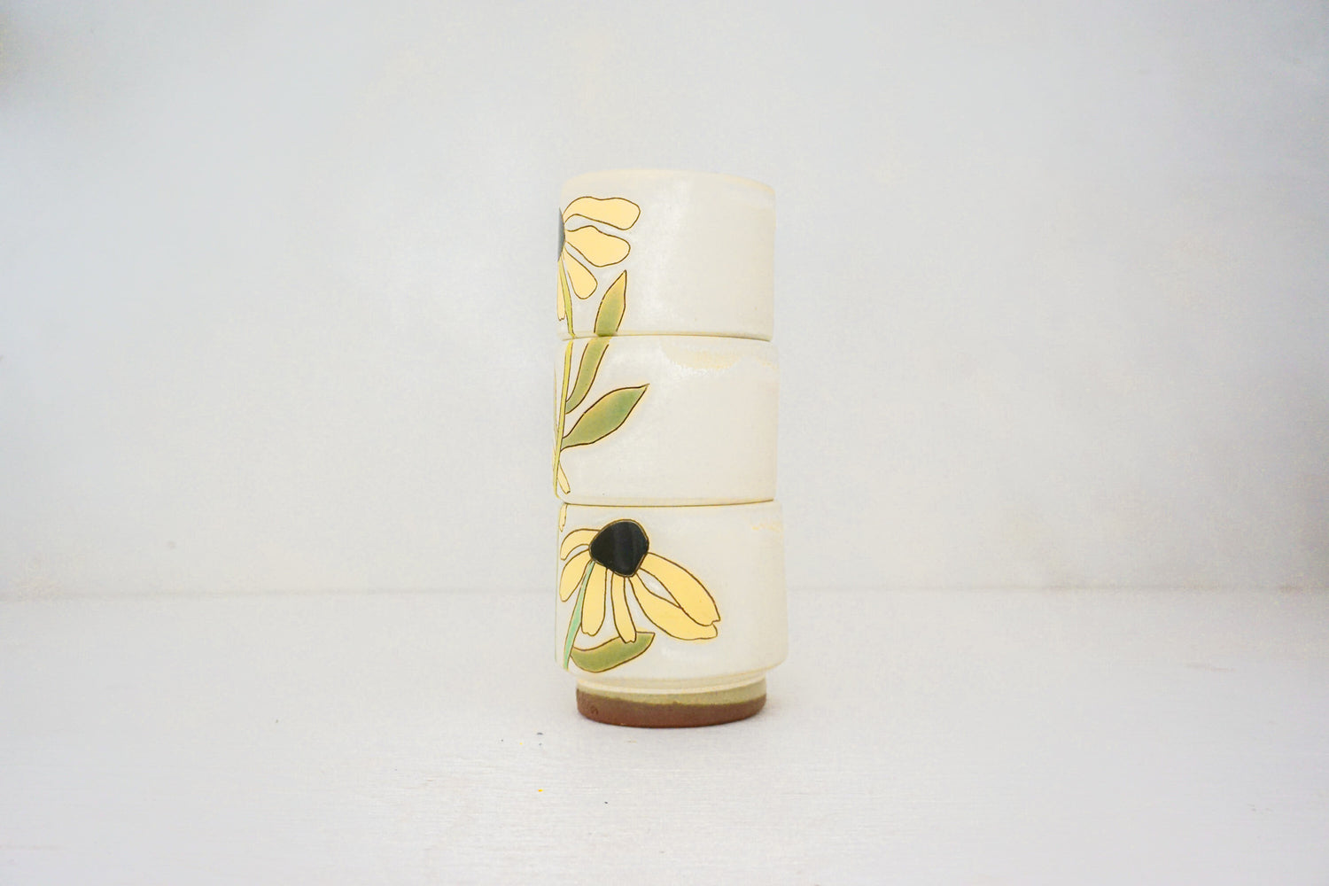 Black eyed susans Stackers cups in BONE*