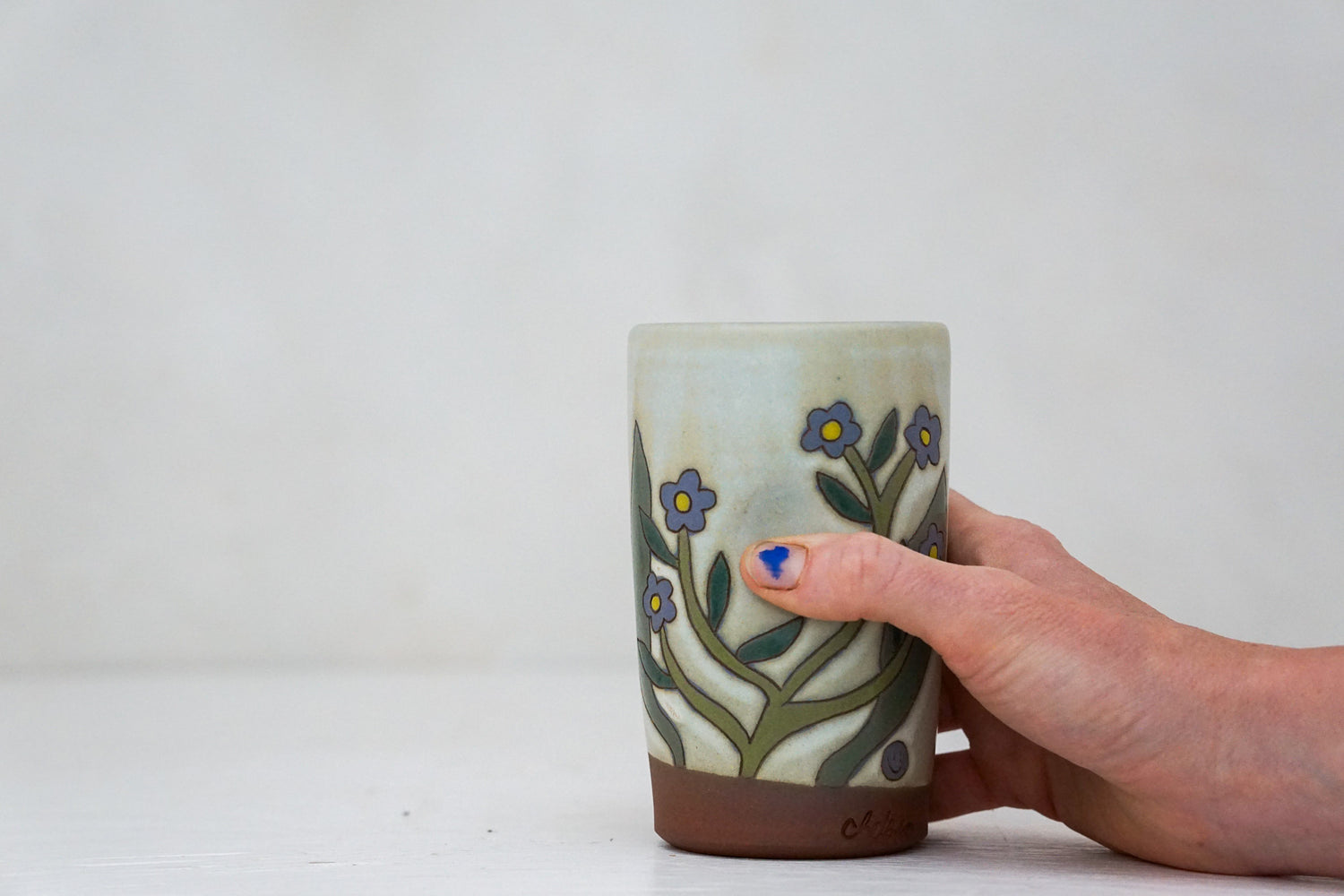 Forget me not cup in Bone