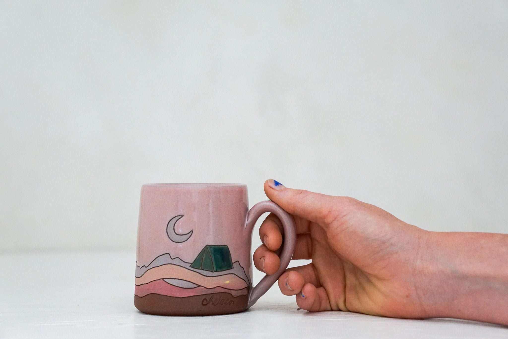 Tent camping BB mug in Pink