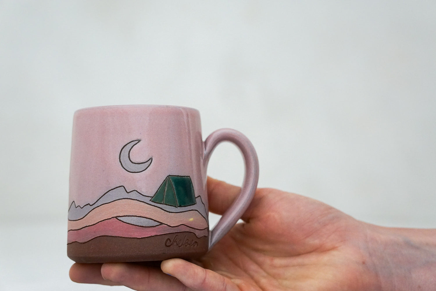 Tent camping BB mug in Pink