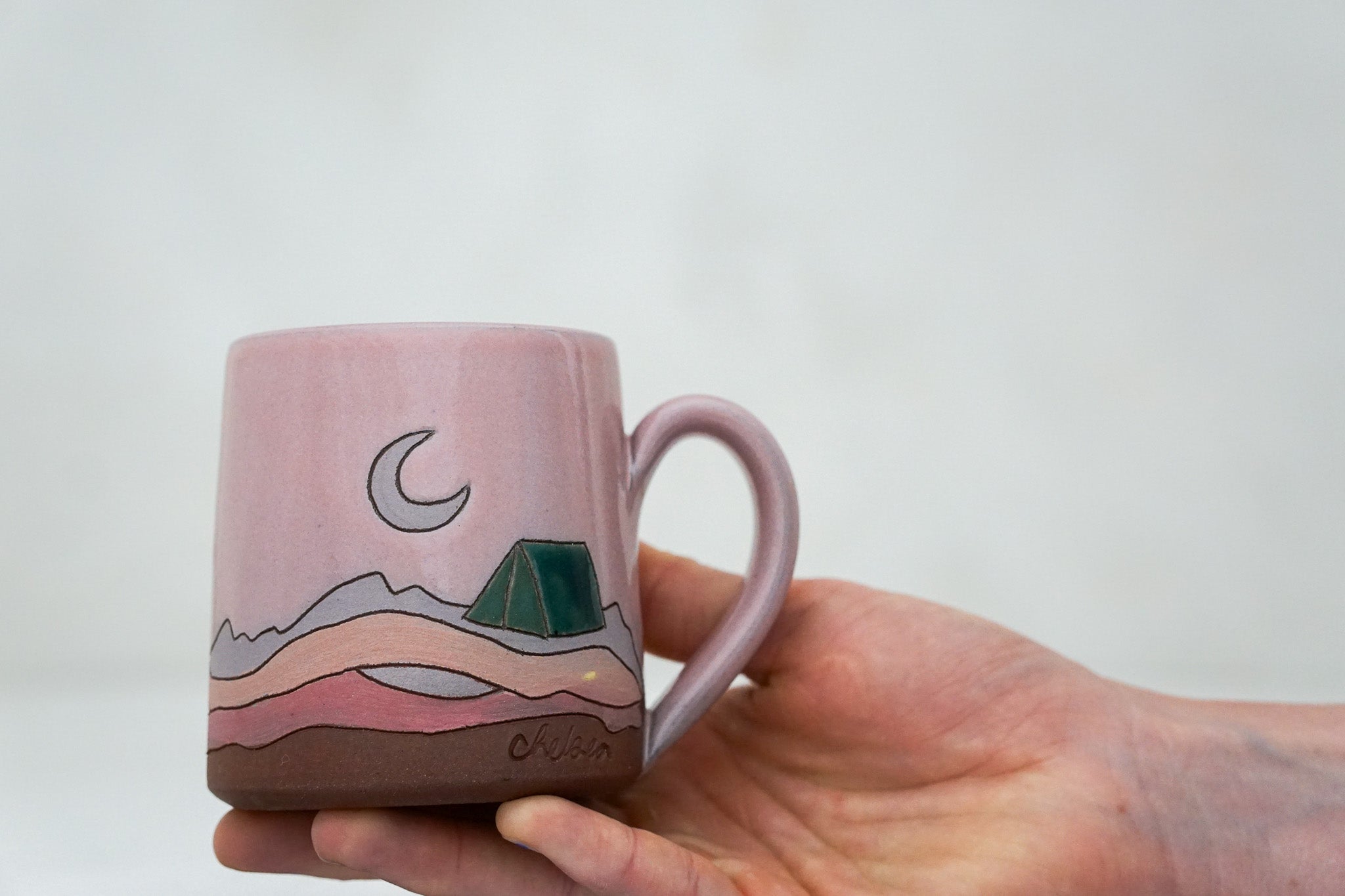Tent camping BB mug in Pink