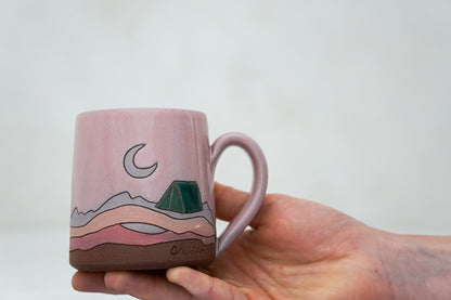 Tent camping BB mug in Pink