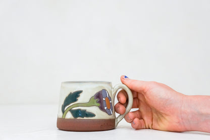 Morning Glory flower shortie mug in Bone
