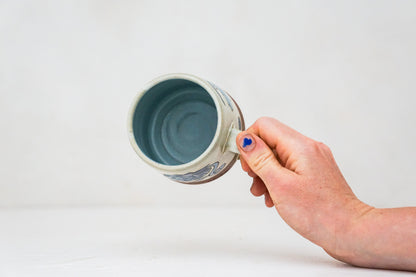 Blue Strawberry mug in Bone