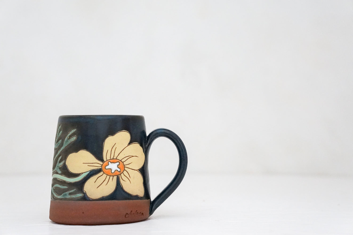Yellow flower mug in Darby