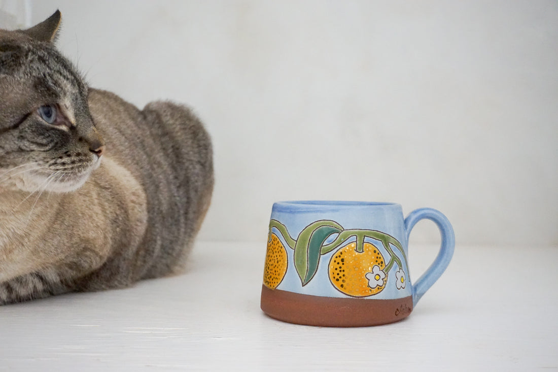 GOLD Orange Periwinkle short mug image 0